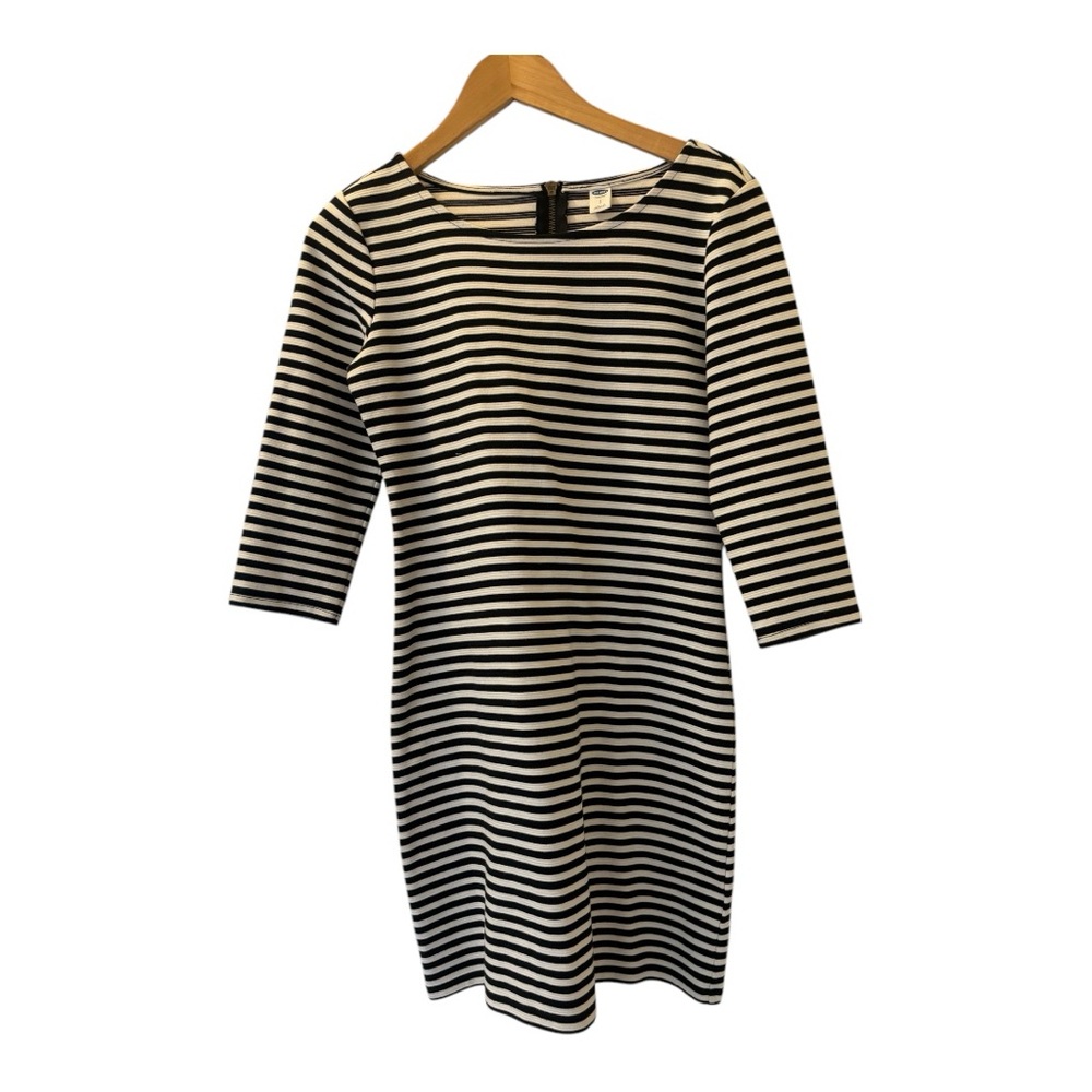 Old Navy Pencil Knee-Length Striped Dress SP Black and White